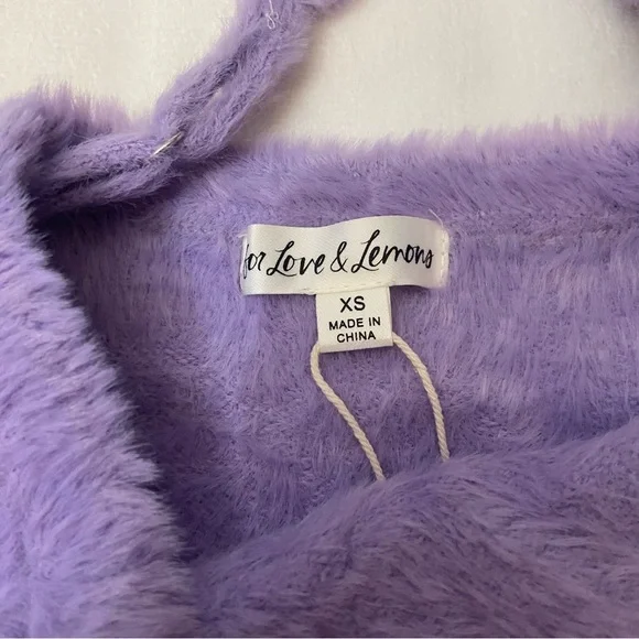 New! For Love And Lemons Finley Purple rhinestone fur Mini Dress 2615 - Picture 11 of 16